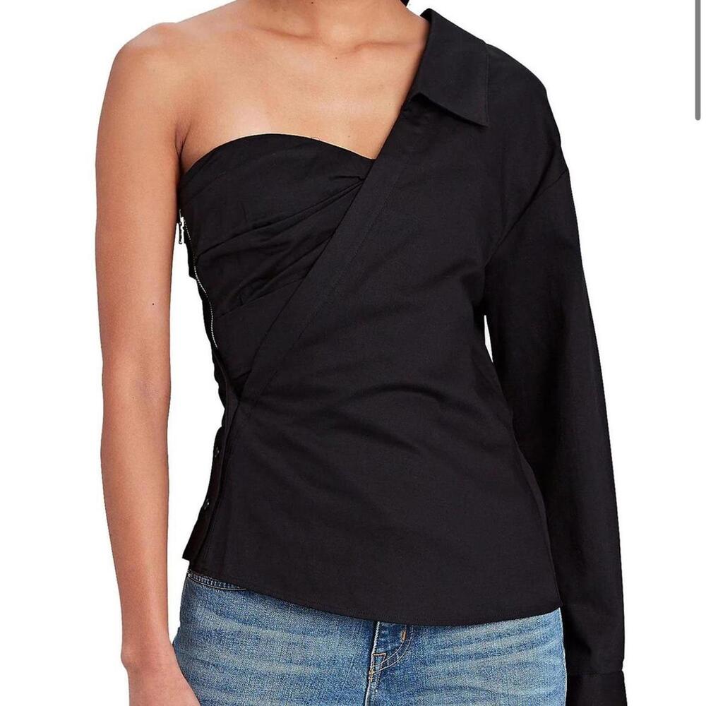 RtA Chiara Asymmetric Corset Shirt - Black